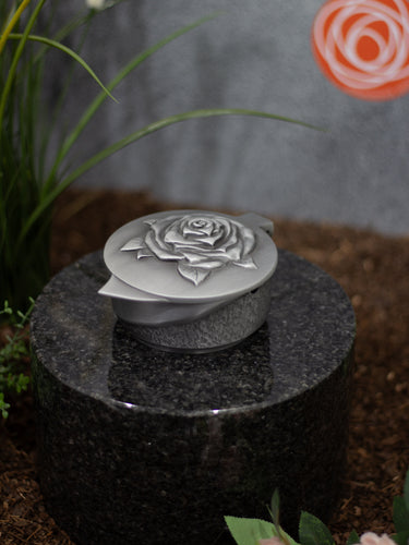 Weihkessel / Weihwasserbecken Aluminium rund mit Blumenmotiv